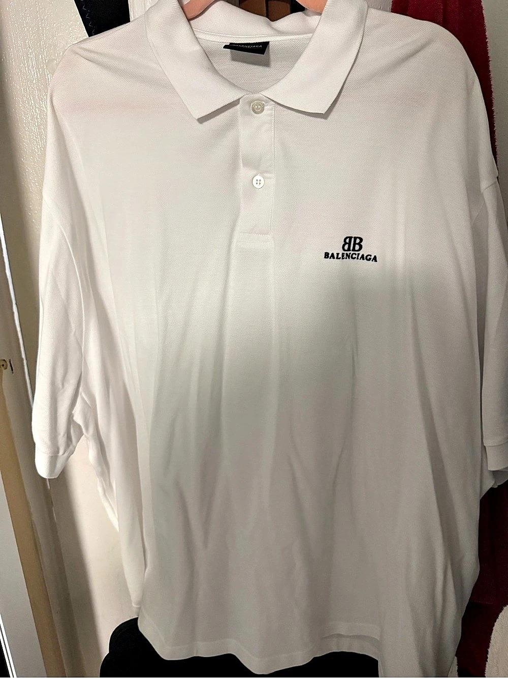 Balenciaga BB Classic Polo Shirt Oversized Long Sleeve White Size 3